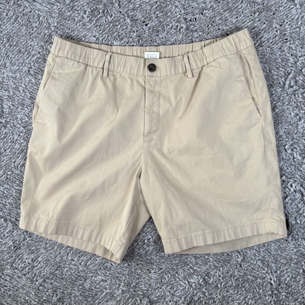 Bear Bottom Chino Shorts Mens XL 7'' Inseam Beige Golf Elastic Waist Preppy Work